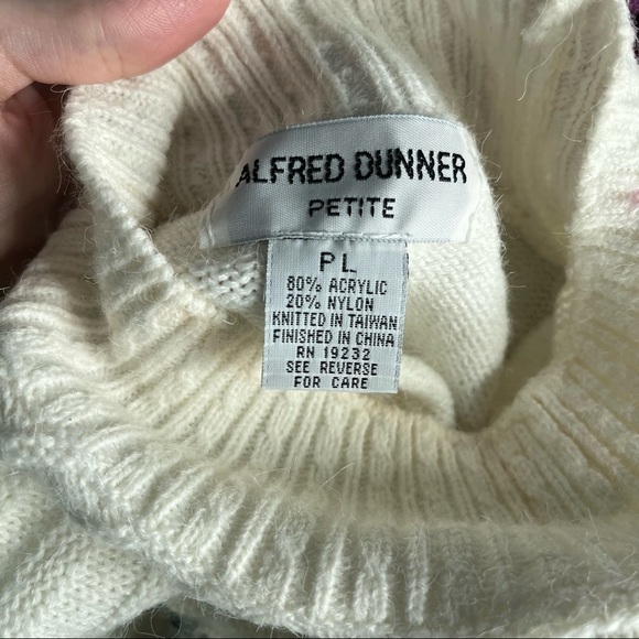 Alfred Dunner White Floral Ugly Sweater Size Petite Large Mockneck Vintage - Picture 7 of 9